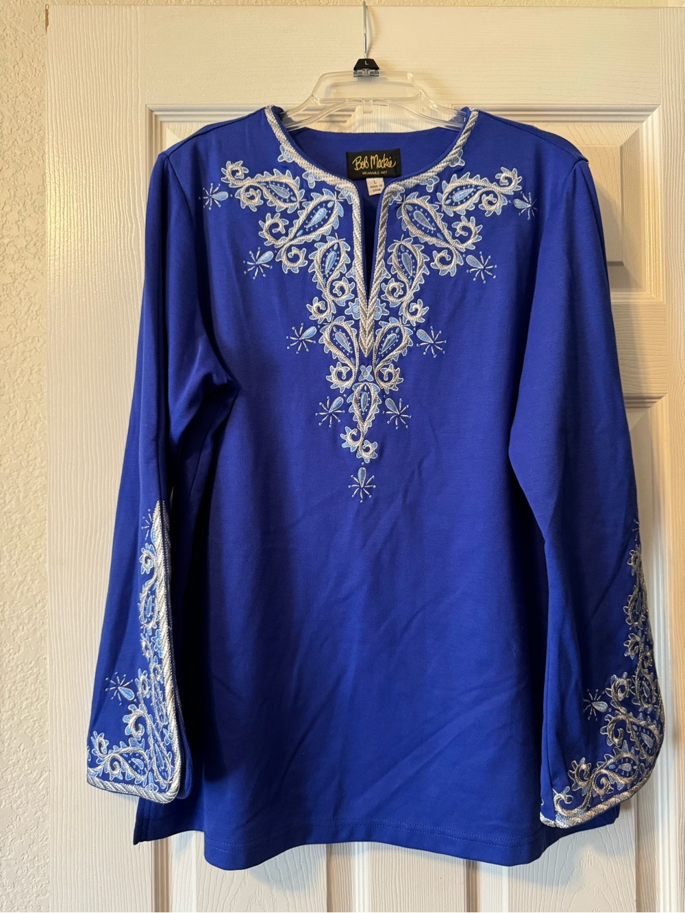 Bob Mackie Cobalt Blue Embroidered Tunic Top